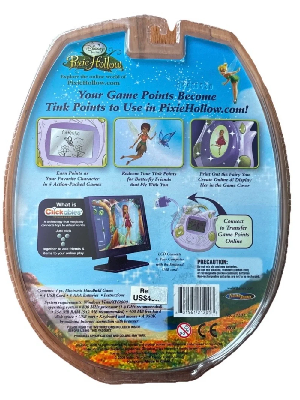 Disney Pixie Hollow Clickables Purple Handheld Fairy Game with Green Buttons